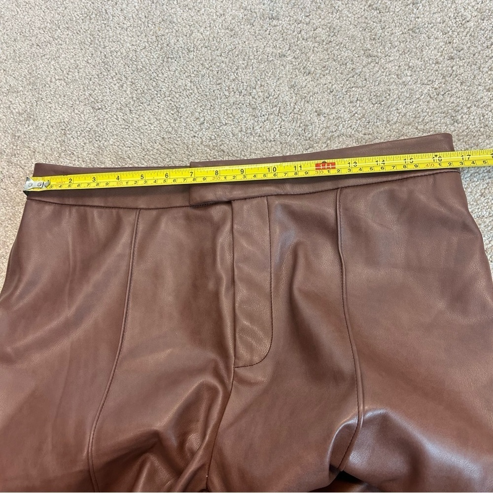 7 for all mankind brown faux leather wide leg bell bottom pants Sz L NWT - Picture 8 of 13